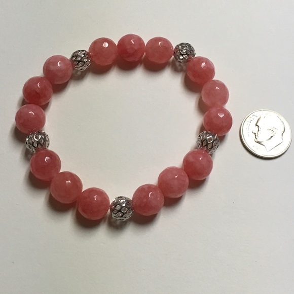 Cherry Quartz & Silver Filigree Stretch Bracelet - Picture 6 of 6
